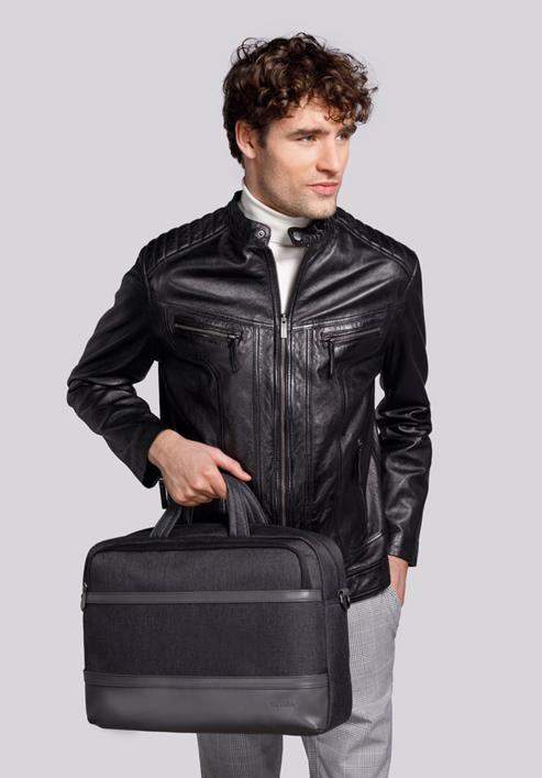 Férfi 15,6" laptop táska panellel ecobőrből, fekete-szürke, 92-3P-505-8, Fénykép 20