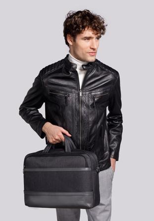 Férfi 15,6" laptop táska panellel ecobőrből, fekete-szürke, 92-3P-505-1, Fénykép 1