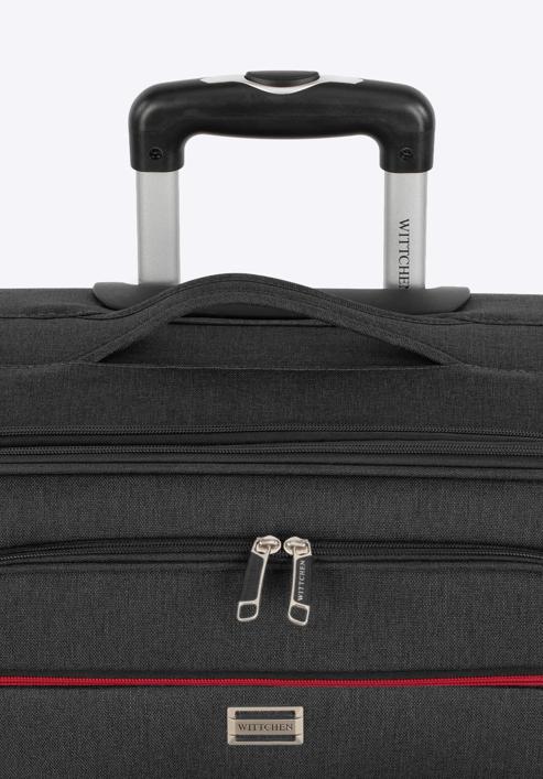 Kabinbőrönd színes cipzárral puha anyagból, fekete-szürke, 56-3S-501-31, Fénykép 11