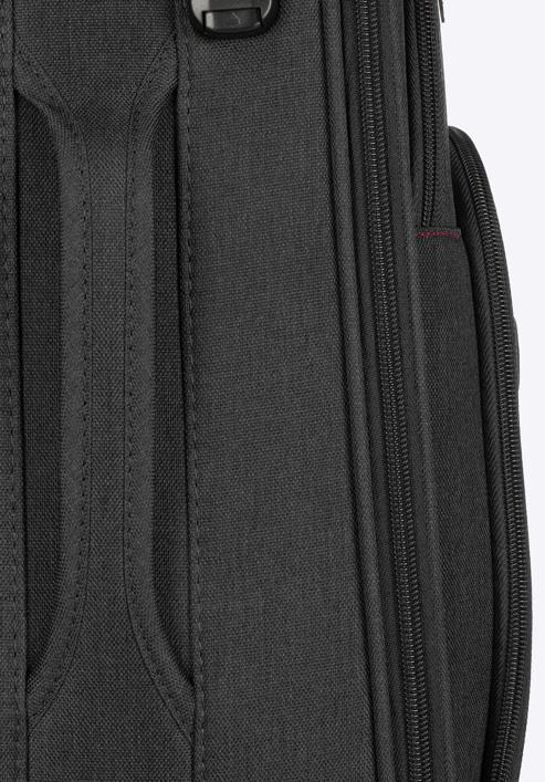 Kabinbőrönd színes cipzárral puha anyagból, fekete-szürke, 56-3S-501-31, Fénykép 7