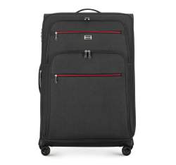 Nagy bőrönd színes cipzárral, fekete-szürke, 56-3S-503-12, Fénykép 1