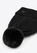 Téli sapka halszálkás öltésmintával, fekete, 97-HF-007-P, Fénykép 2