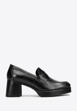 Tömbsarkú loafer cipő, fekete, 97-D-301-1-39, Fénykép 1