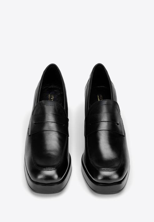 Tömbsarkú loafer cipő, fekete, 97-D-301-1-39, Fénykép 3