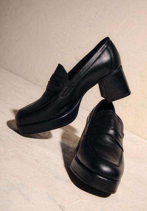 Tömbsarkú loafer cipő, fekete, 97-D-301-1-41, Fénykép 30
