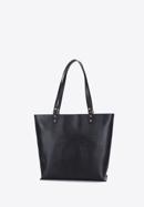 Trapéz alakú gyíkbőr textúrájú bőr shopper táska, fekete, 15-4-241-1, Fénykép 3