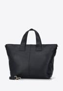 Trapéz alakú női bőr shopper táska, fekete, 95-4E-021-1, Fénykép 3