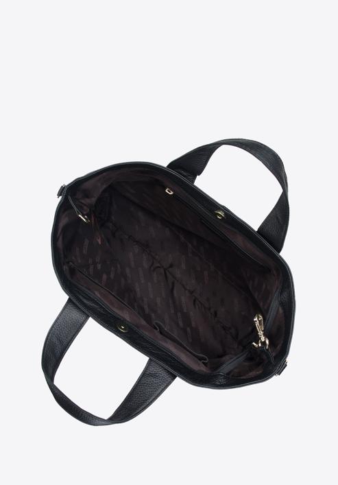 Trapéz alakú női bőr shopper táska, fekete, 95-4E-021-1, Fénykép 4