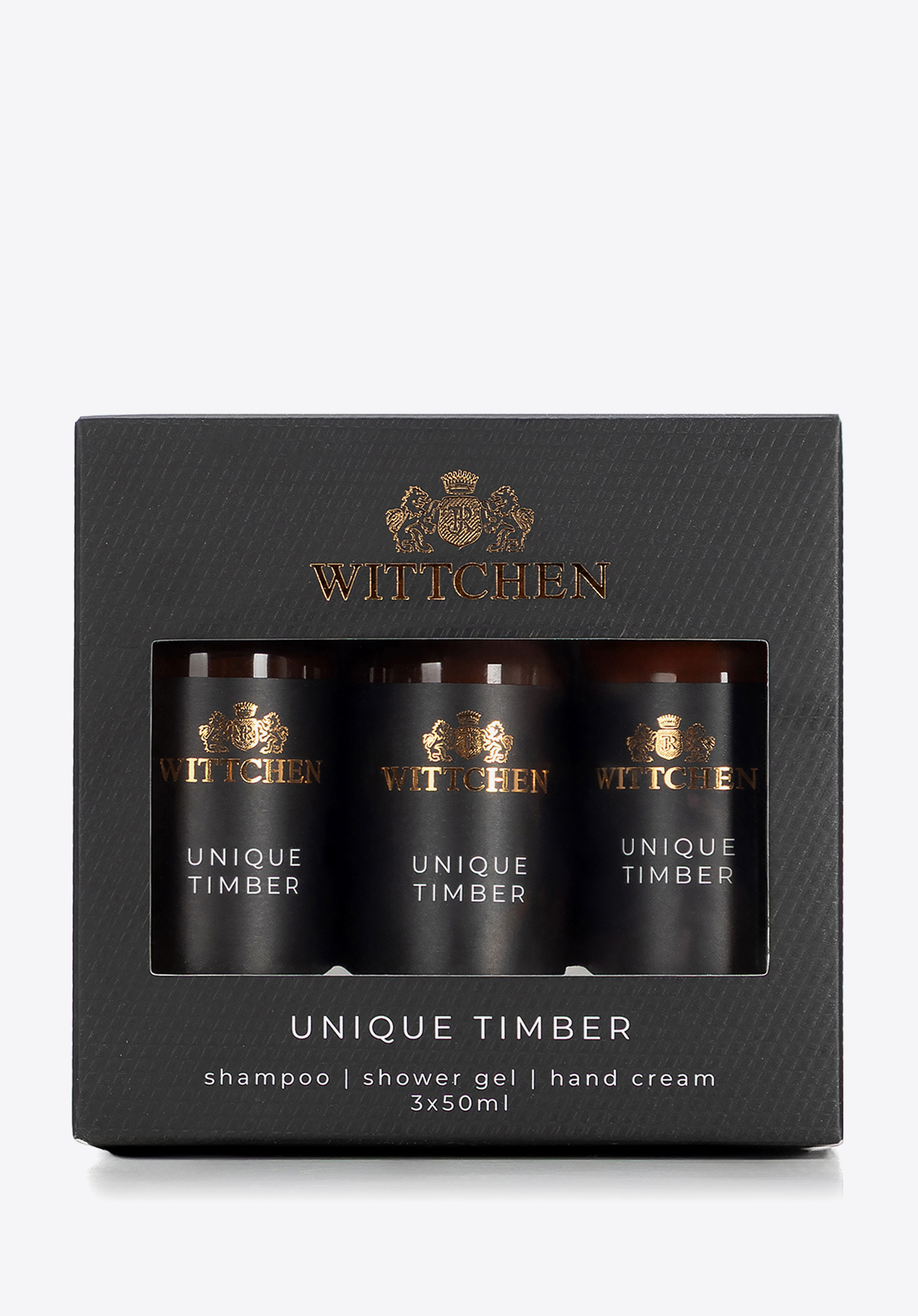Utazási kozmetikai készlet sampon, gél, kézkrém Unique Timber, fekete, 1-HS-301-1, Fénykép 1