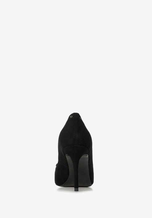 Velúr tűsarkú cipő díszítéssel, fekete, 90-D-902-3-37, Fénykép 6