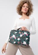 Női műbőr kozmetikai virágmintás táska, fekete zöld, 98-4Y-211-X2, Fénykép 15
