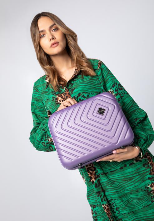 Kosmetická taška ABS z geometrickým ražením, fialová, 56-3A-754-86, Obrázek 15