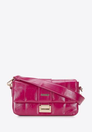 Damenhandtasche aus glänzendem, gestepptem Öko-Leder, Fuchsia, 94-4Y-415-9, Bild 1