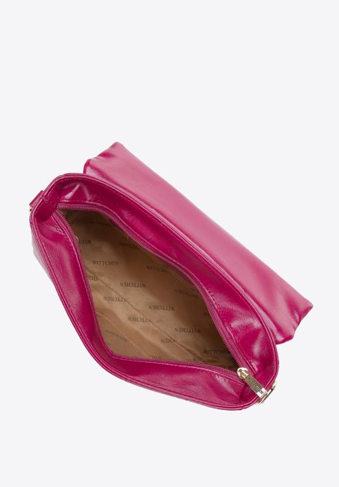 Damenhandtasche aus glänzendem, gestepptem Öko-Leder, Fuchsia, 94-4Y-415-9, Bild 4