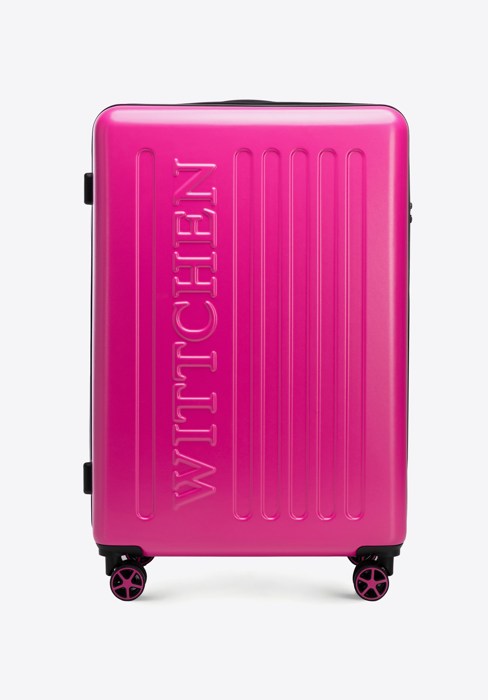 Großer ABS-Koffer mit geprägtem Logo, Fuchsia, 56-3A-503-34, Bild 1