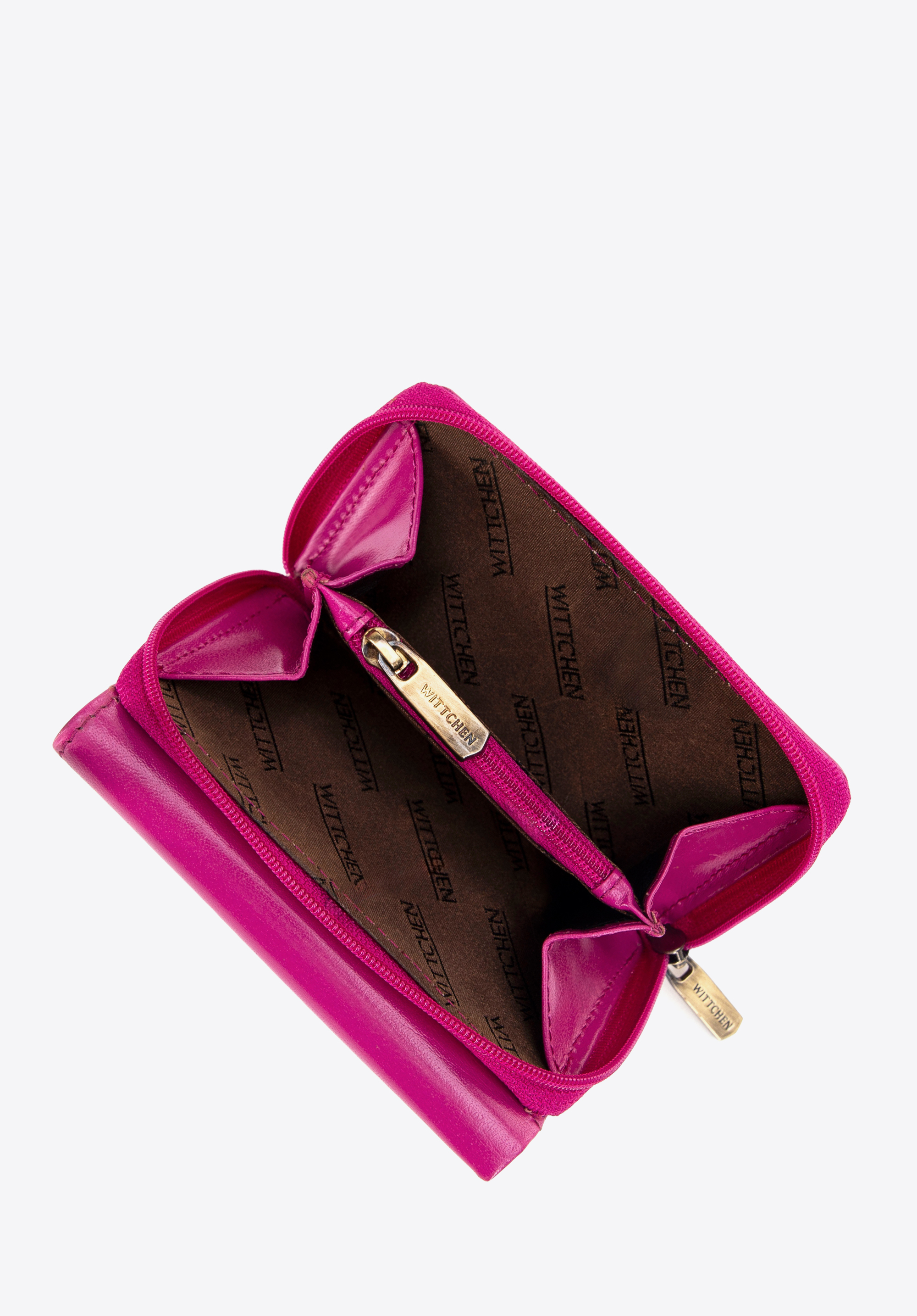 Kleines Portemonnaie aus Glattleder für Damen, Fuchsia, 14-1-121-PL, Bild 1