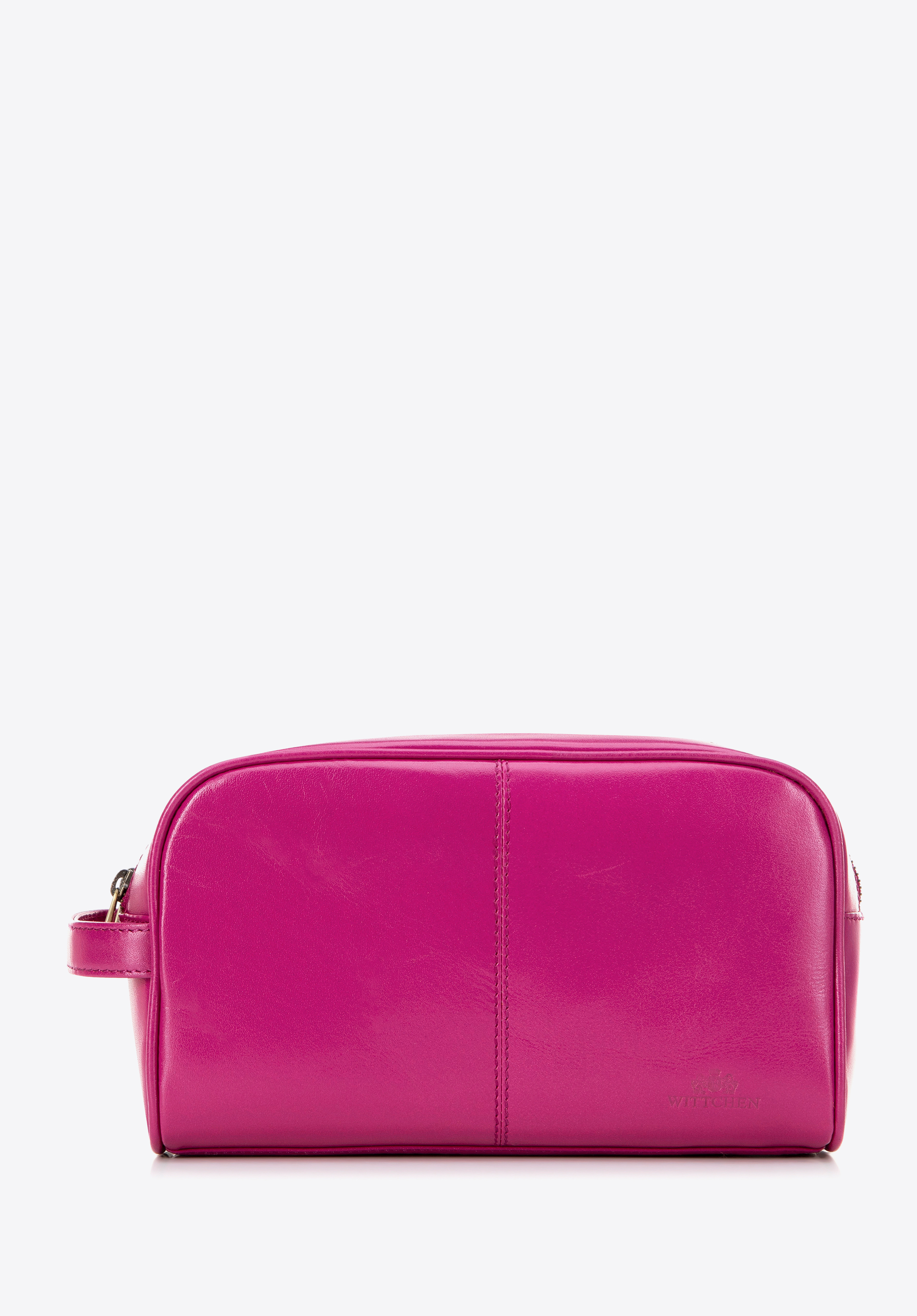 Geantă cosmetică dublă din piele, fucsia, 14-3-328-PL, Fotografie 1