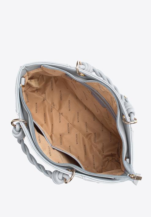 Ökobőr táska fonott fülekkel, galambszürke, 97-4Y-615-8, Fénykép 3