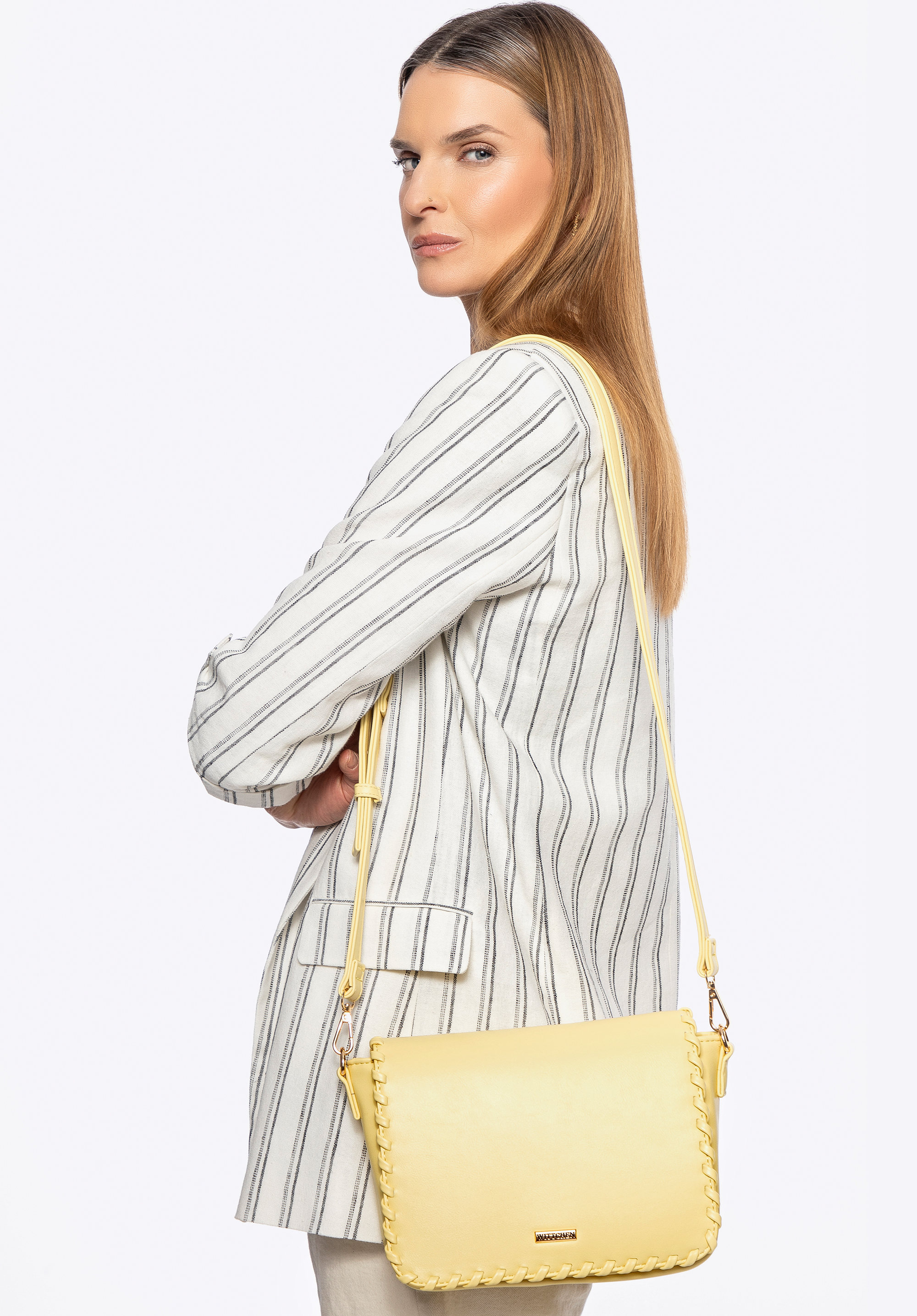 Geantă crossbody de damă cu clapă, galben, 100-4Y-235-Y, Fotografie 1