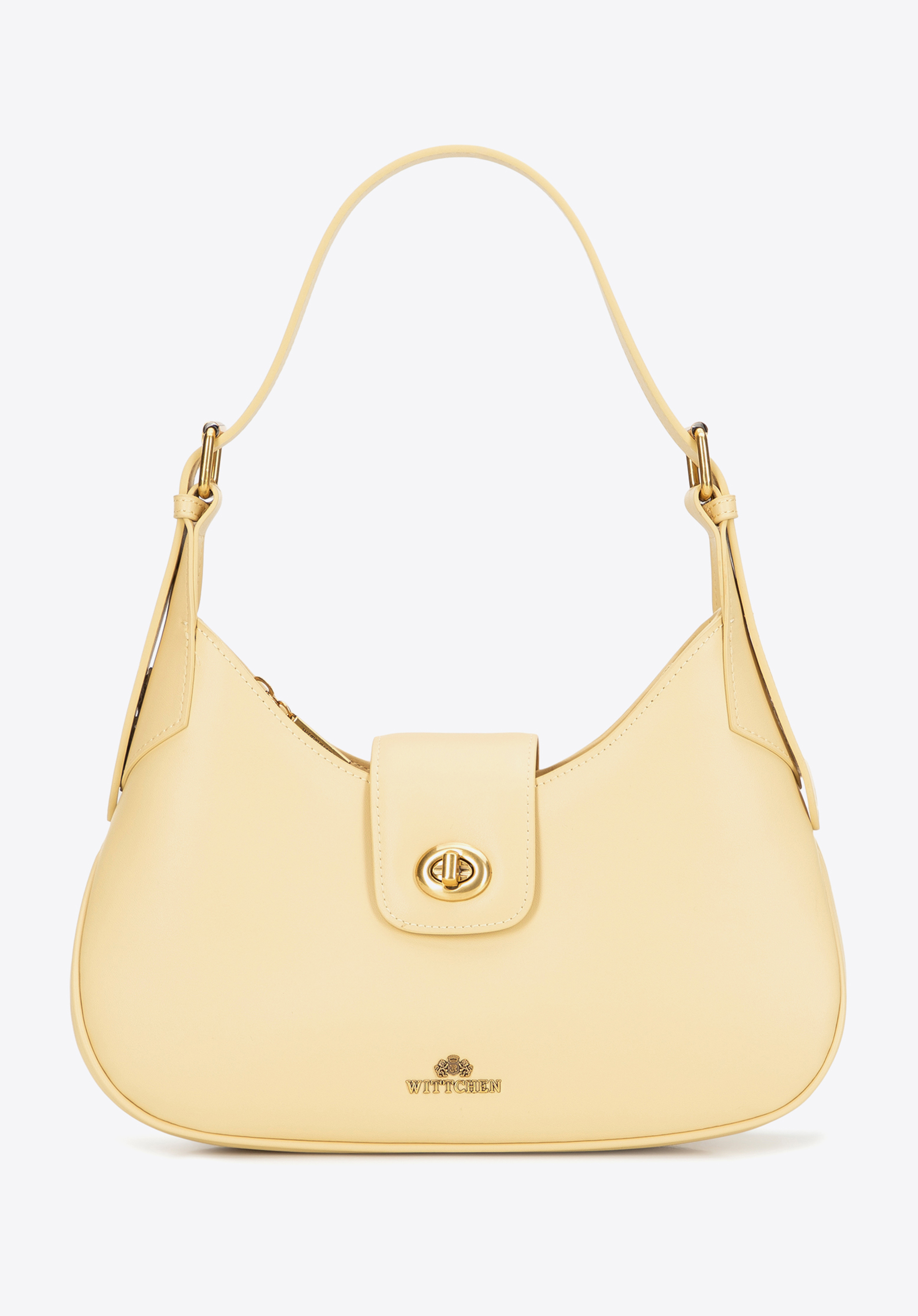 Geantă de umăr din piele cu curea detașabilă, galben, 101-4E-209-1, Fotografie 1