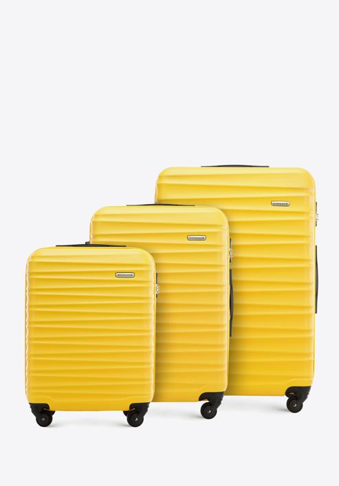 Set valize din ABS, cu dungi orizontale, galben, 56-3A-31S-70, Fotografie 1