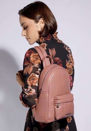 Damen-Rucksack aus Kunstleder, gedämpftes rosa, 95-4Y-425-9, Bild 1