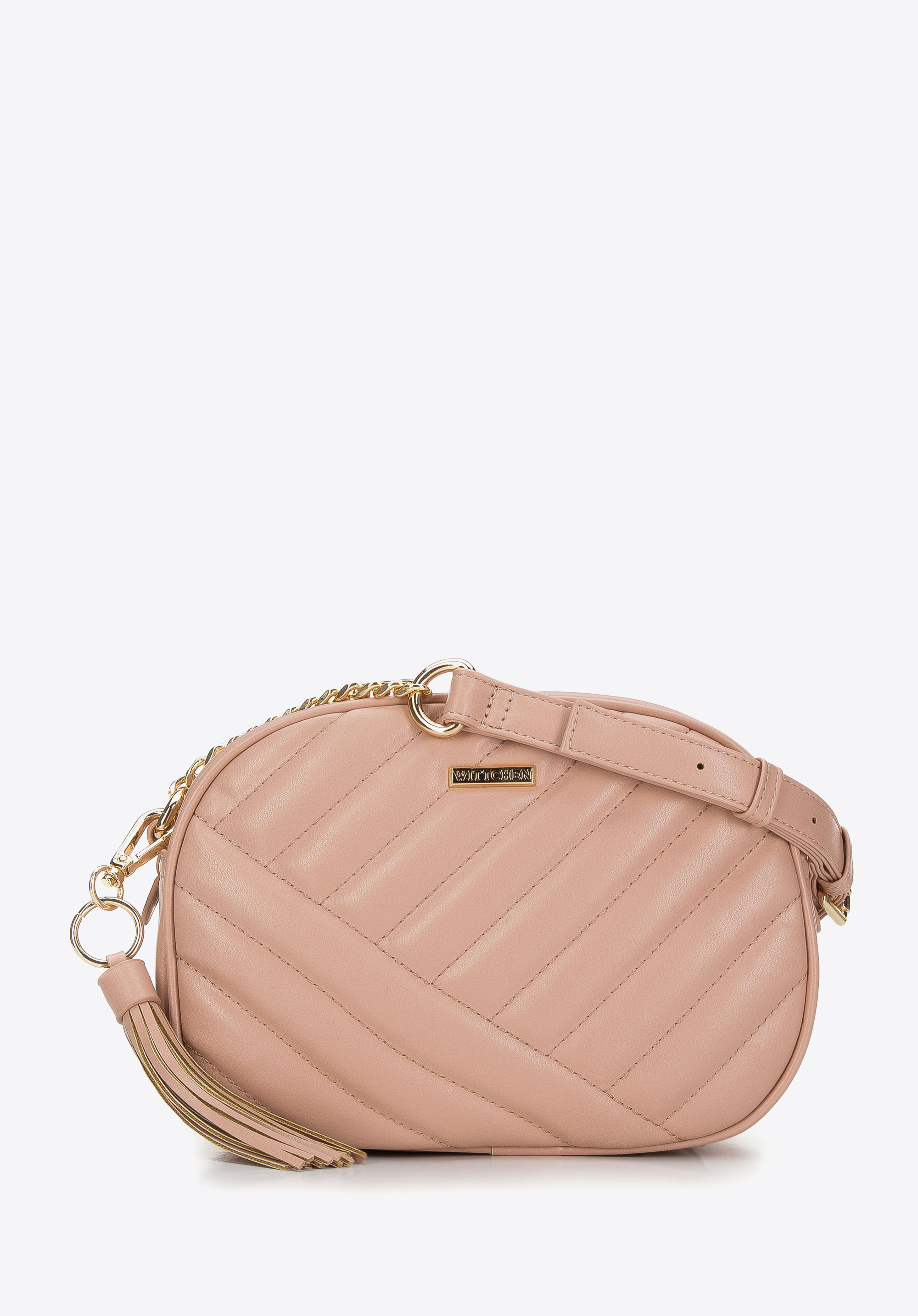 Gesteppte Crossbodytasche mit Kette, gedämpftes rosa, 94-4Y-523-9, Bild 1