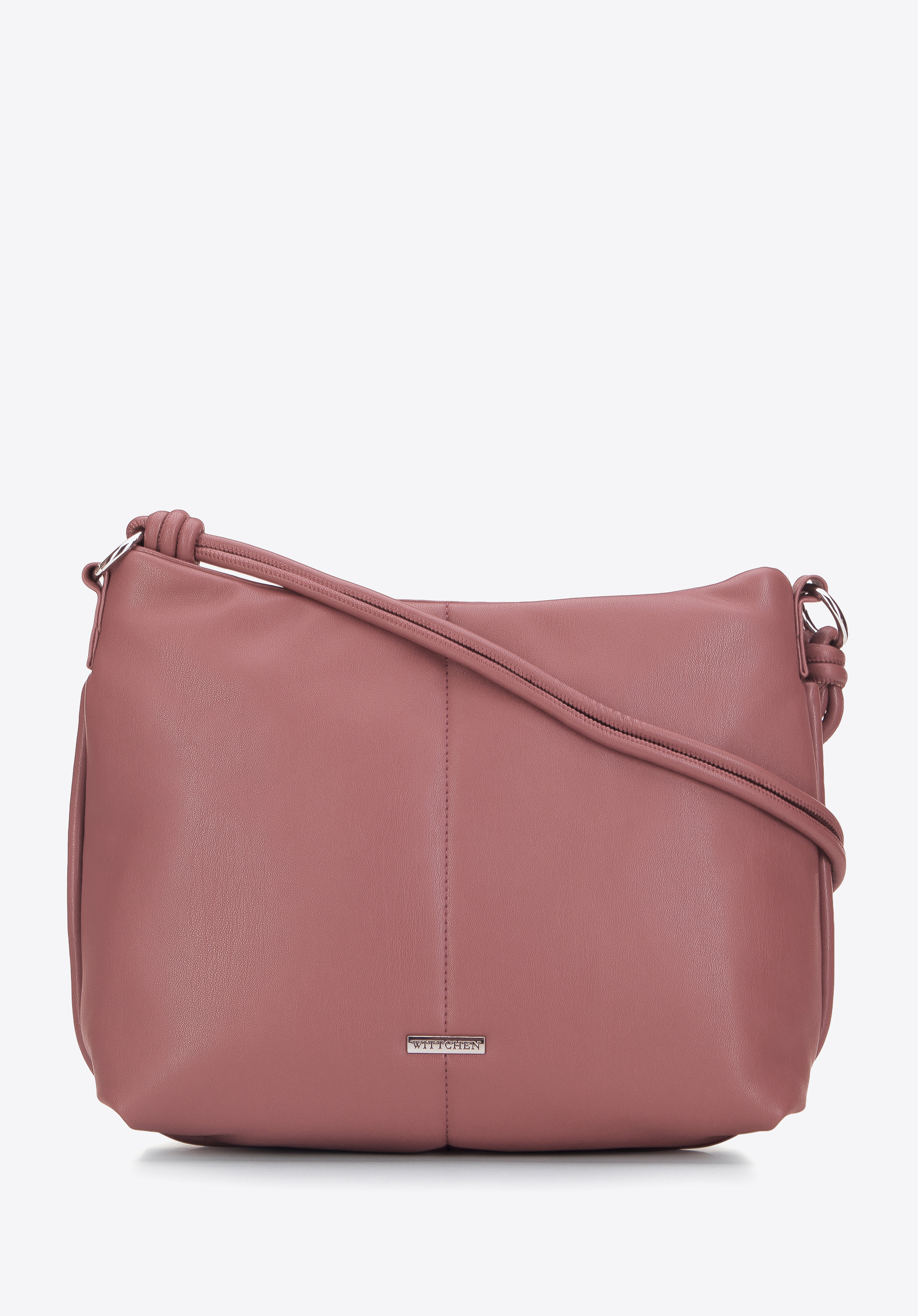 Handtasche aus weichem Öko-Leder mit Knoten, gedämpftes rosa, 95-4Y-423-9, Bild 1