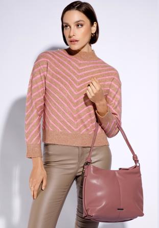 Handtasche aus weichem Öko-Leder mit Knoten, gedämpftes rosa, 95-4Y-423-9, Bild 1