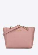 Kleine Shopper-Tasche aus Leder mit Kette, gedämpftes rosa, 98-4E-611-P, Bild 1