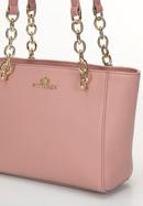 Kleine Shopper-Tasche aus Leder mit Kette, gedämpftes rosa, 98-4E-611-P, Bild 5