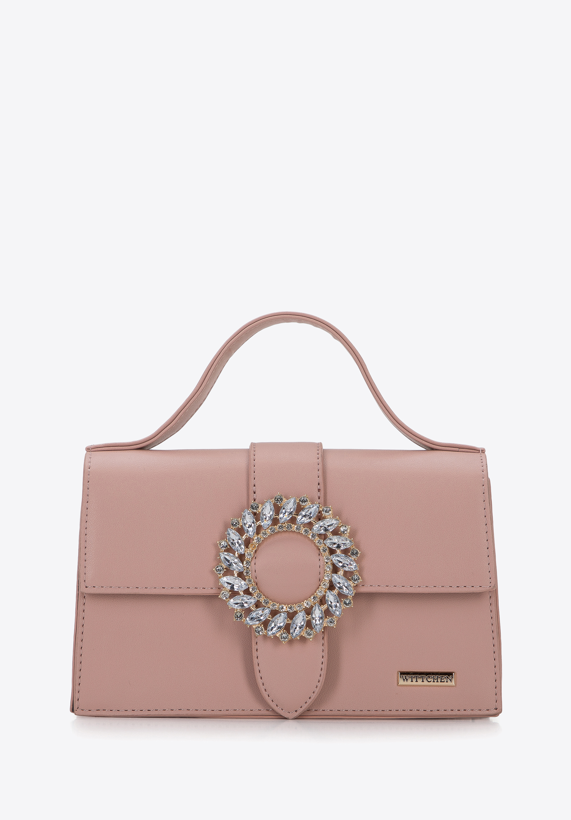 Mini-Köfferchen mit einer glänzenden Schnalle, gedämpftes rosa, 96-4Y-229-P, Bild 1