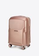 Mittelgroßer Koffer aus Polycarbonat mit roségoldenem Reißverschluss, gedämpftes rosa, 56-3P-132-88, Bild 4
