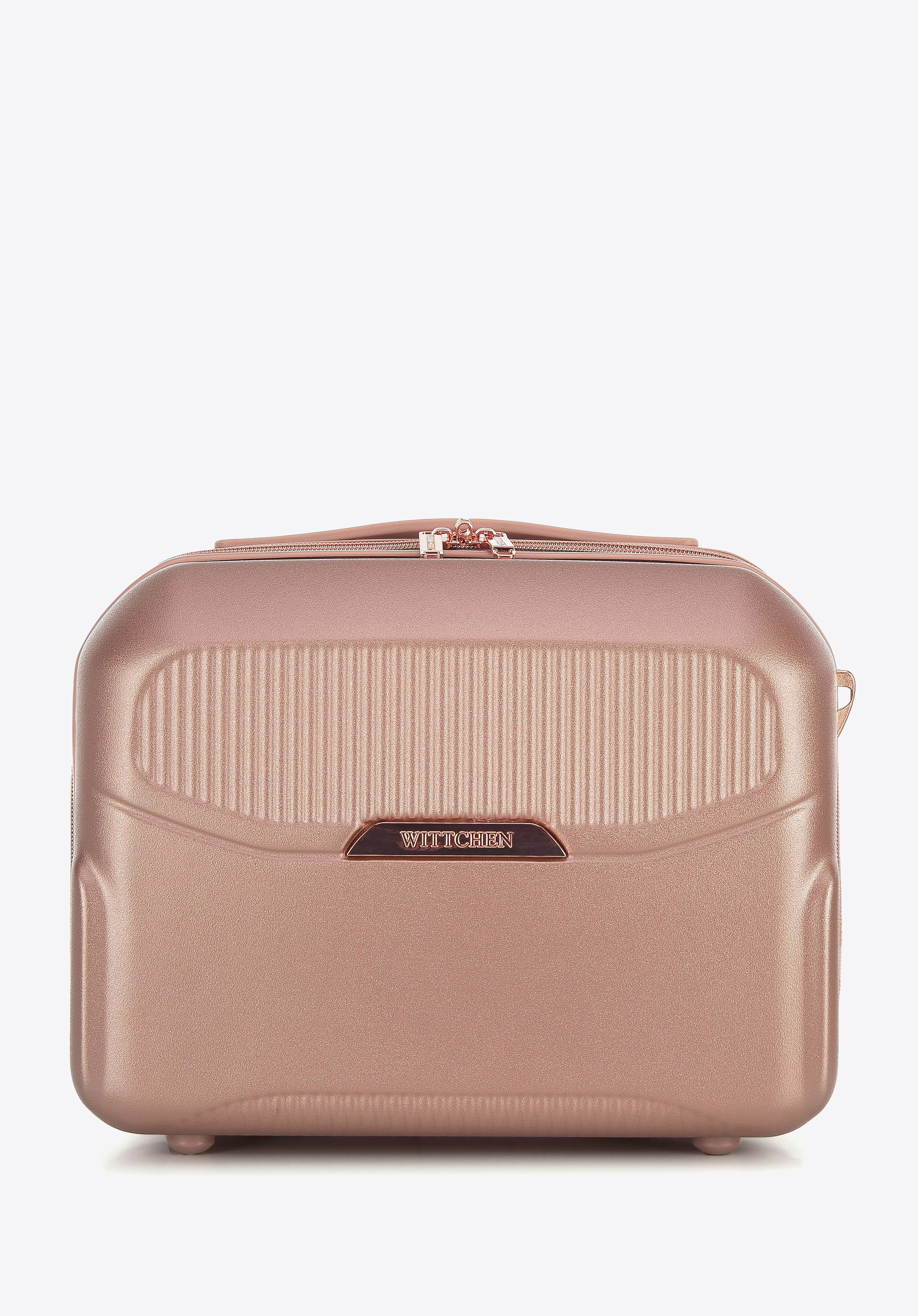 Beauty Case aus Polycarbonat mit roségoldenem Reißverschluss