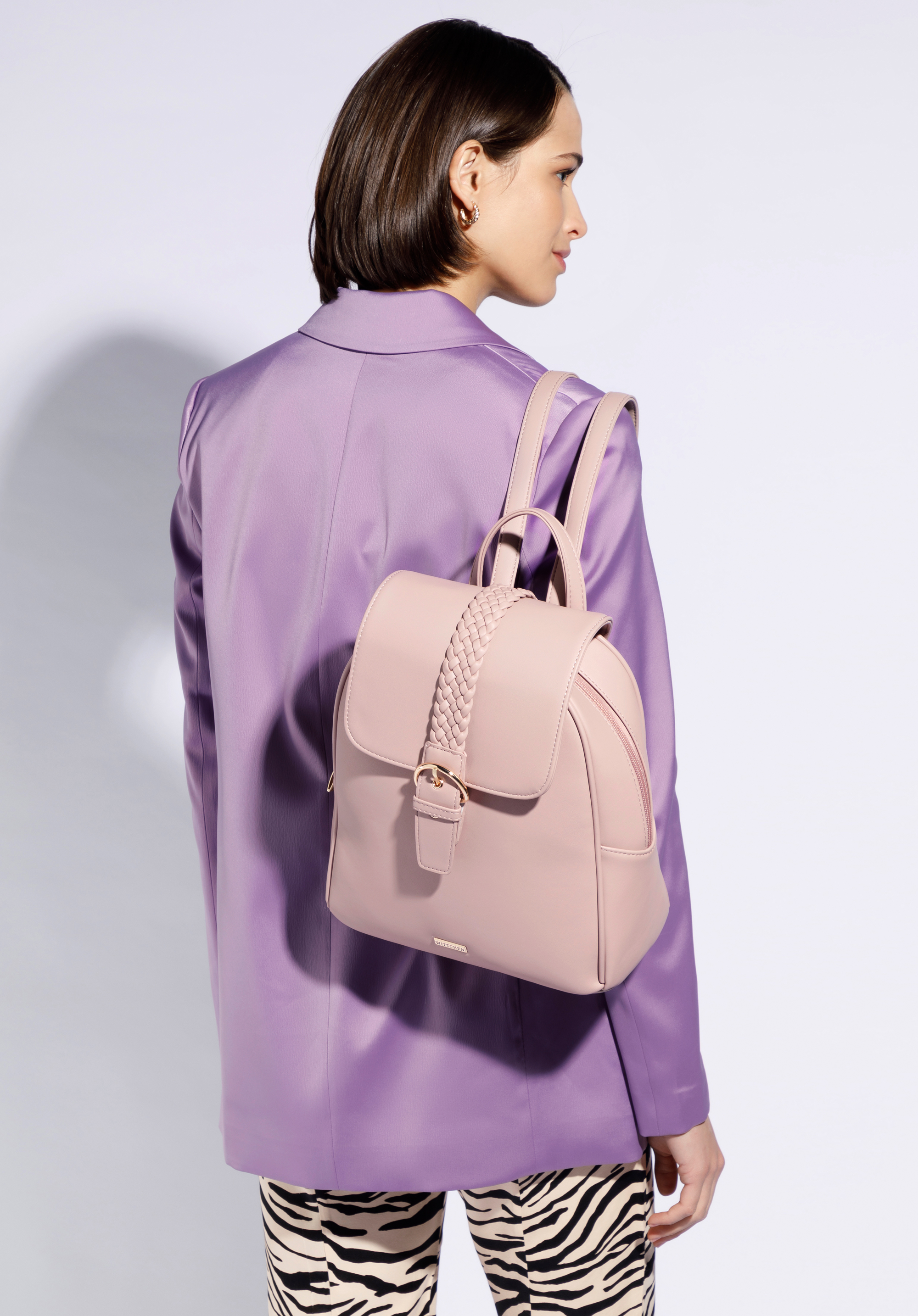 Damen-Rucksack mit dekorativem Geflecht