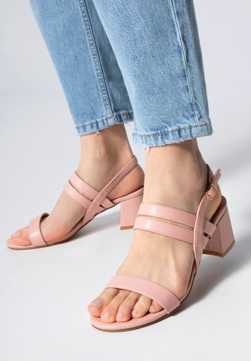 Sandaletten für Damen mit dünnem Riemen, gedämpftes rosa, 98-DP-206-P-37, Bild 15