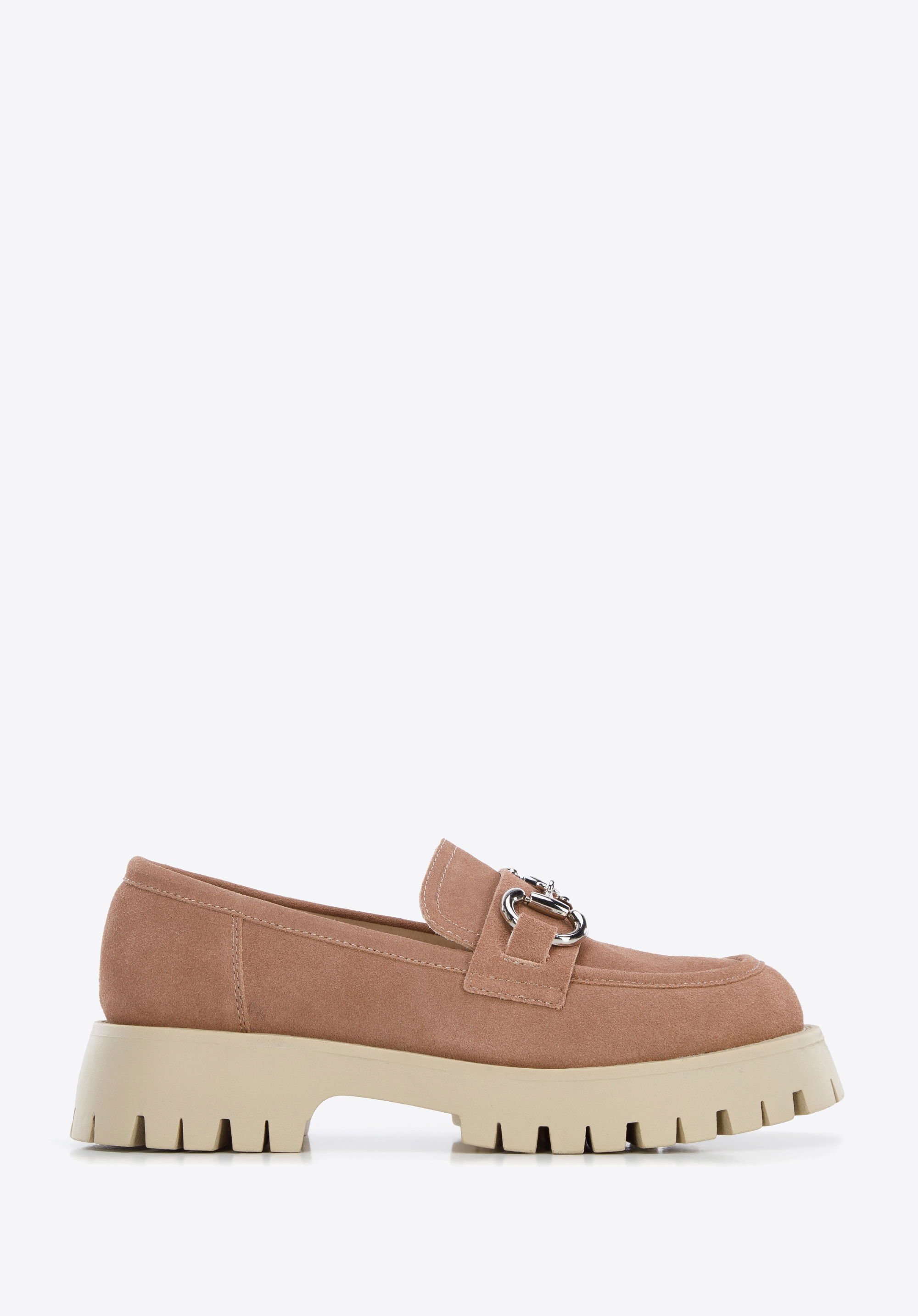 Plateau-Mokassins für Damen aus Wildleder mit Schnalle, gedämpftes rosa, 96-D-954-P-36, Bild 1