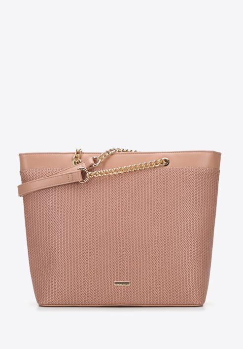 Shopper-Tasche mit feinem Geflecht an einer Kette, gedämpftes rosa, 96-4Y-234-1, Bild 1