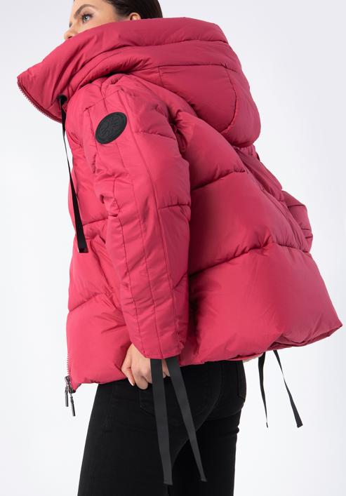 Steppjacke für Damen mit Strickbündchen an den Ärmeln - Oversize, gedämpftes rosa, 97-9D-401-N-M, Bild 3