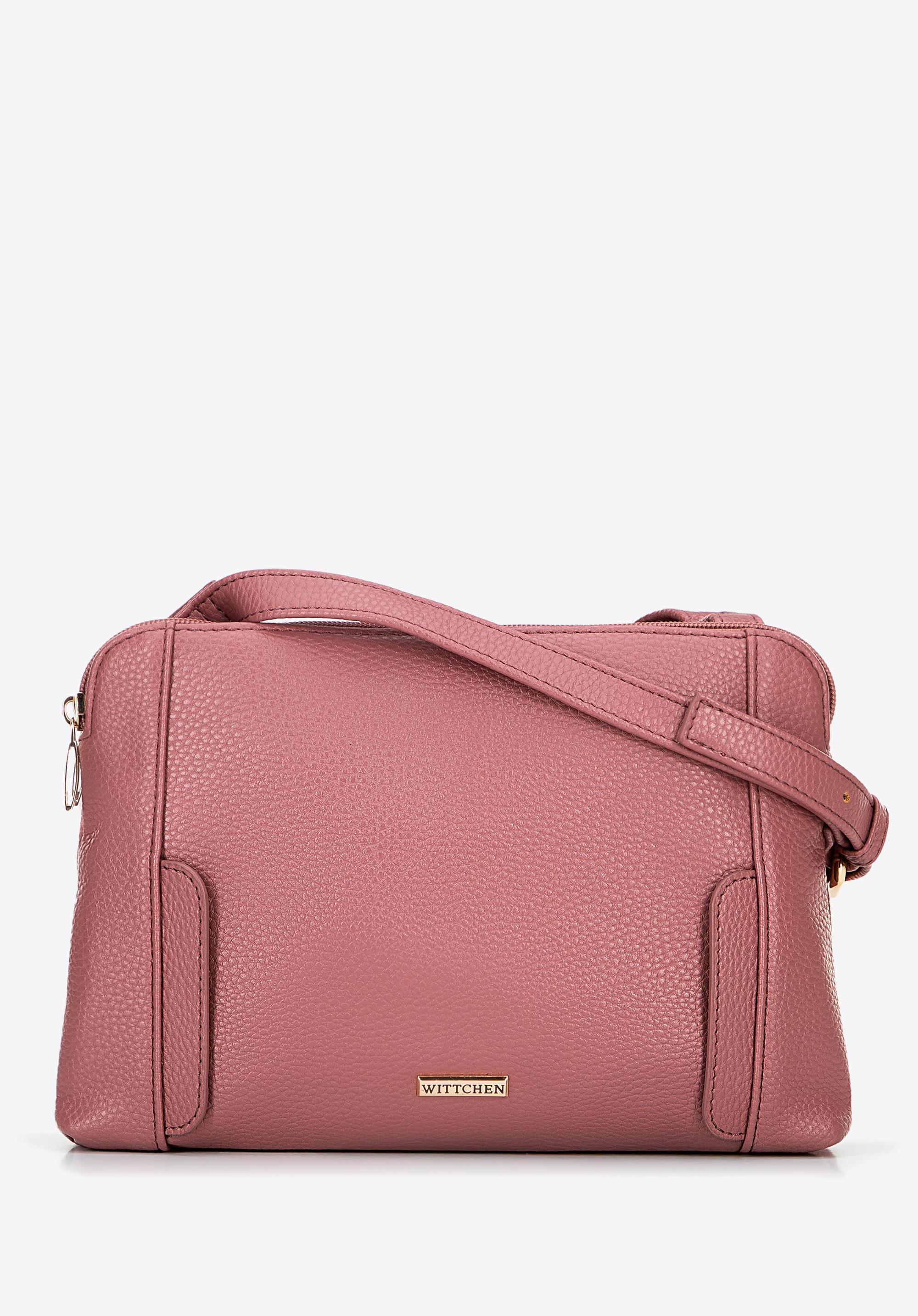 Umhängetasche mit zwei Fächern für Damen, gedämpftes rosa, 100-4Y-009-P, Bild 1