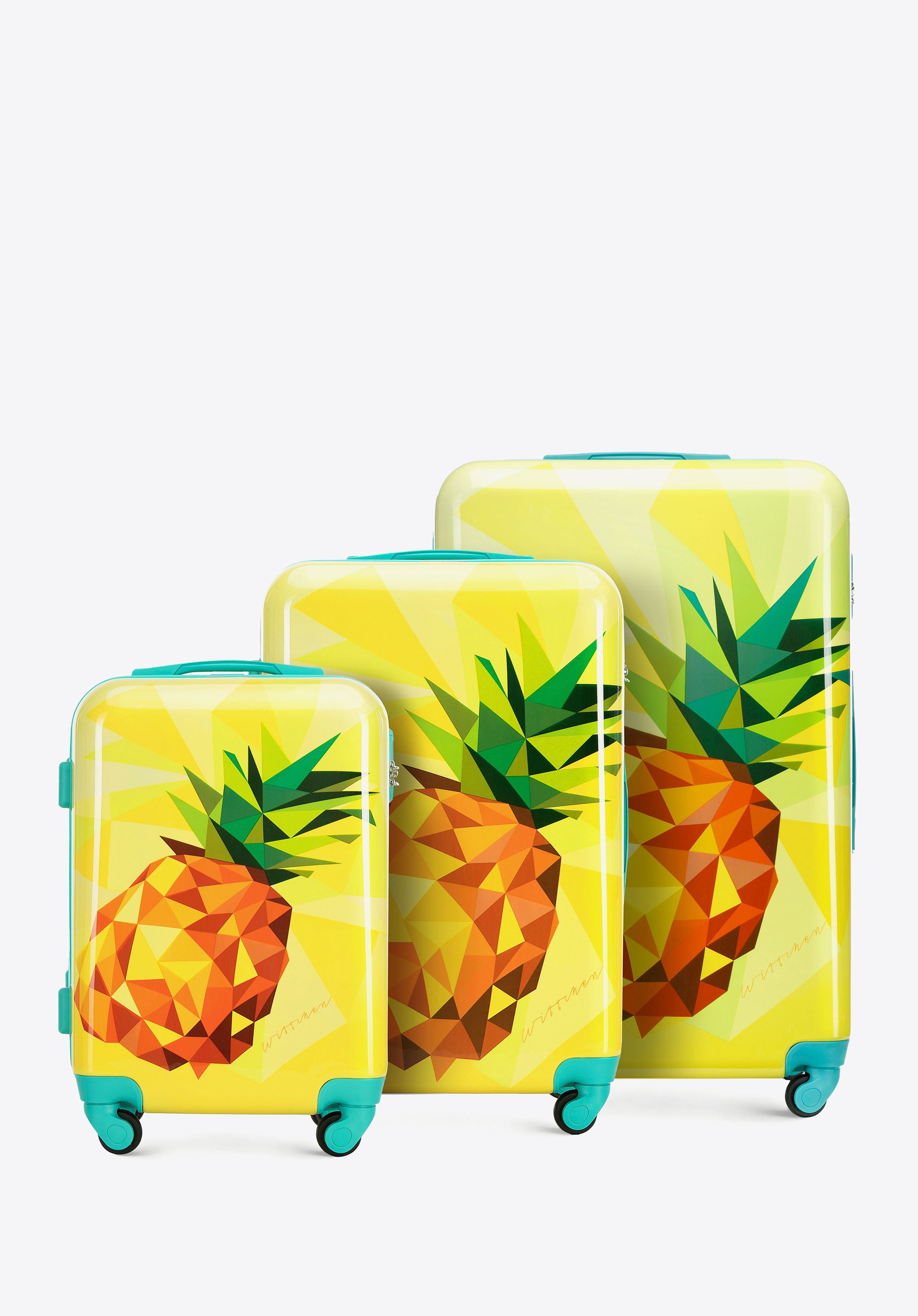 Bedrucktes ABS-Kofferset, gelb, 56-3A-64S-55, Bild 1