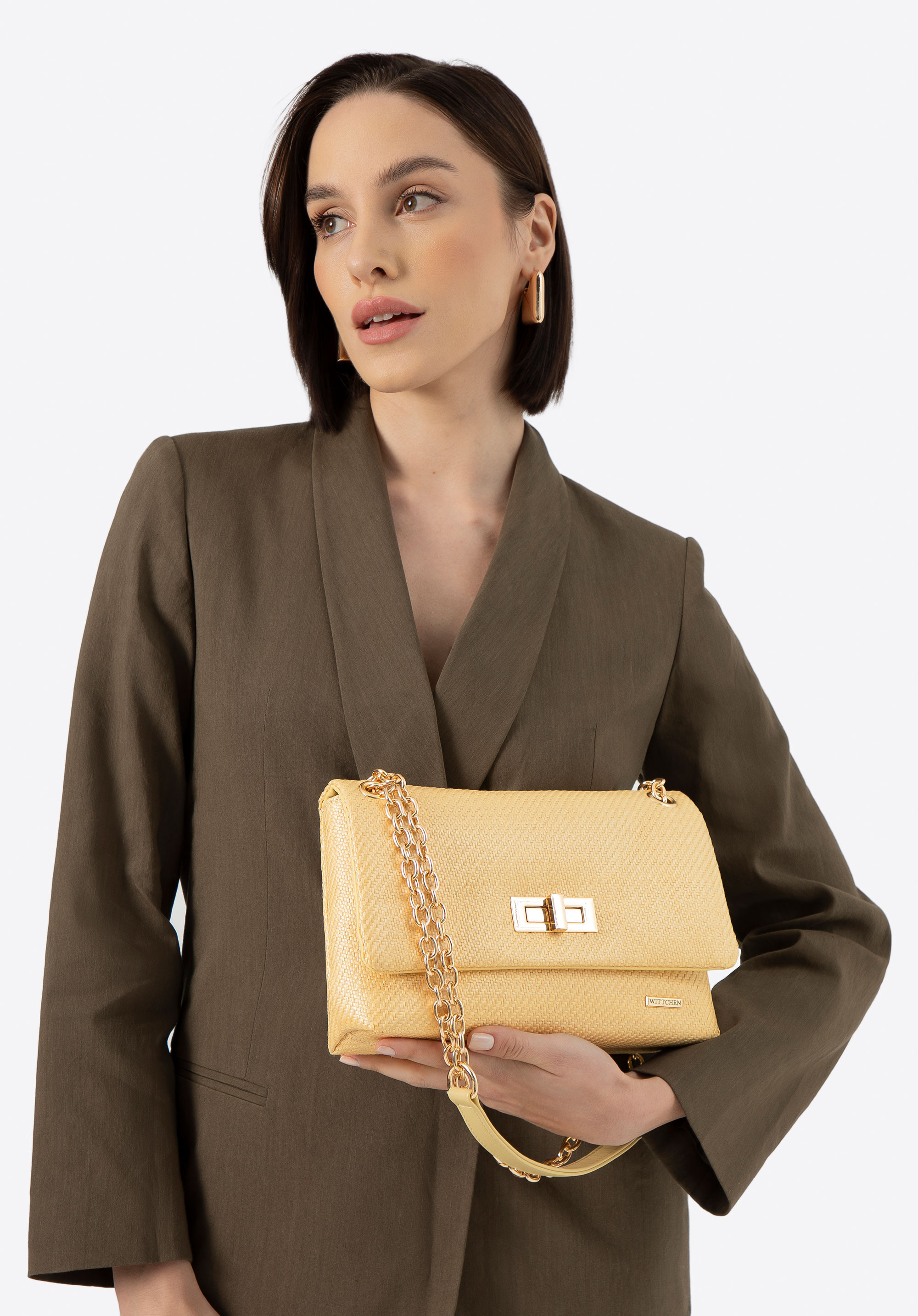 Damen Crossbody an Kette, gelb, 100-4Y-414-Y, Bild 1