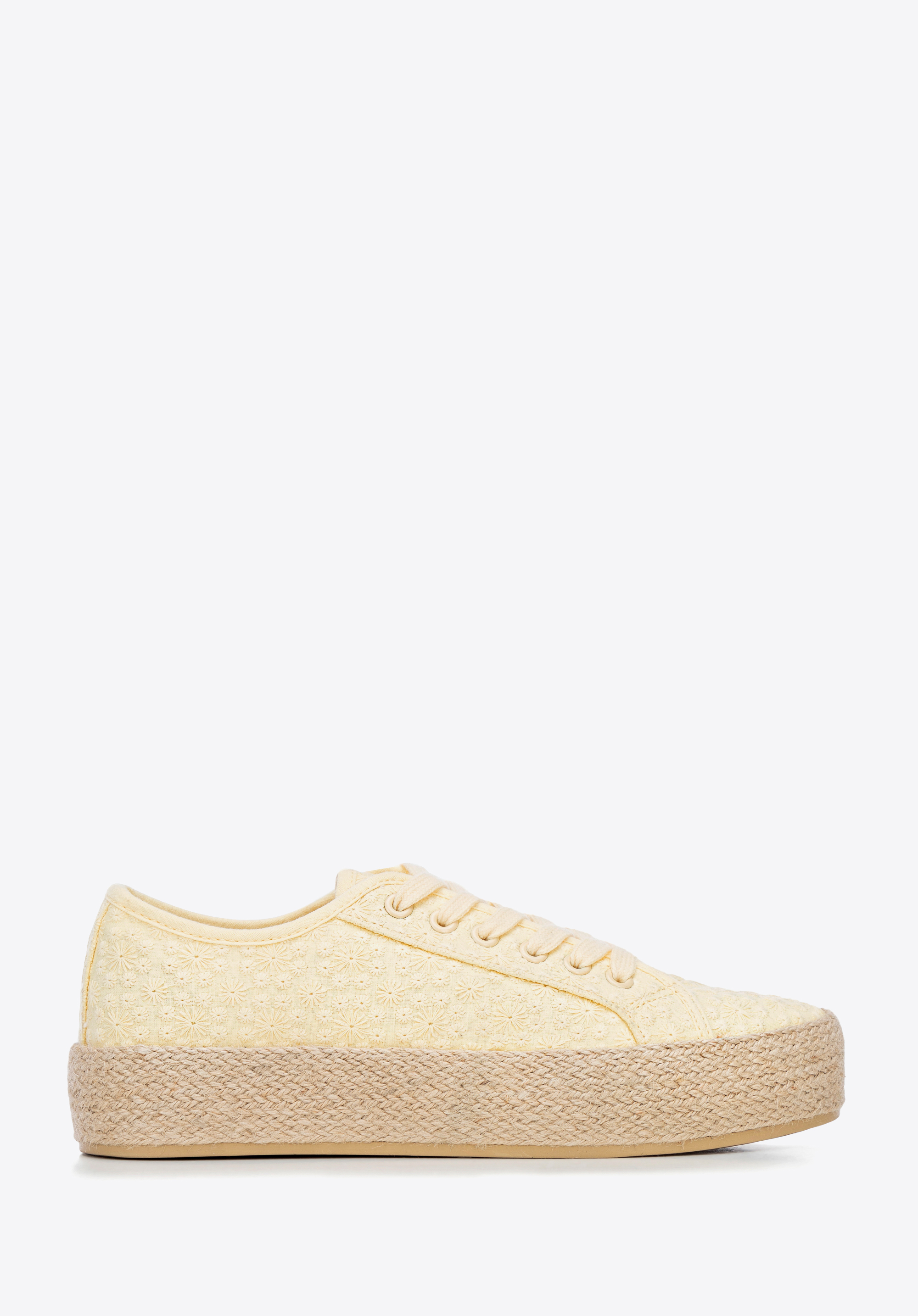 Damen-Sneakers mit Strohsohle, gelb, 100-DP-803-Y-38, Bild 1