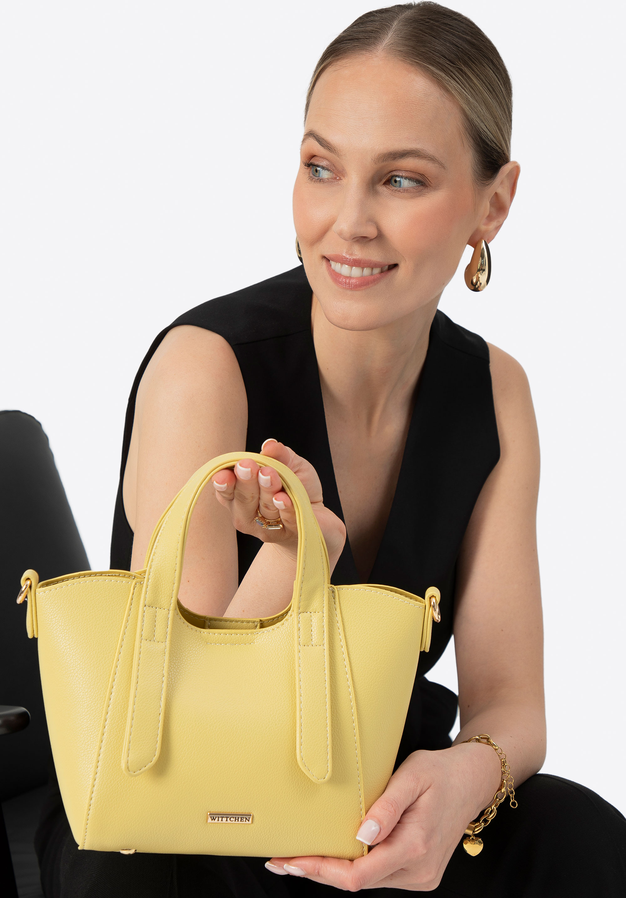 Damenhandtasche mit abnehmbarem Etui, gelb, 100-4Y-214-Y, Bild 1