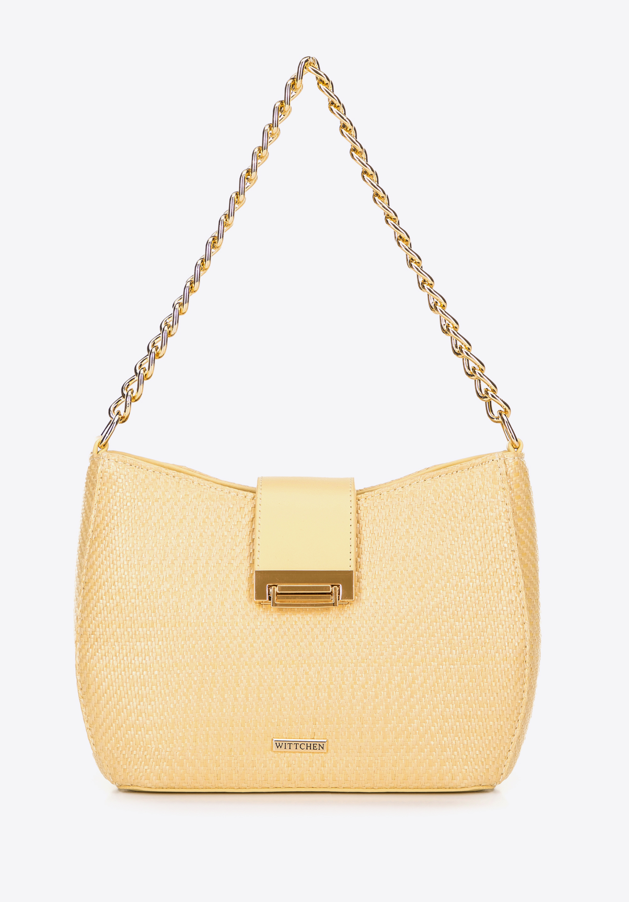 Geflochtene Crossbody-Tasche für Damen, gelb, 100-4Y-415-Y, Bild 1
