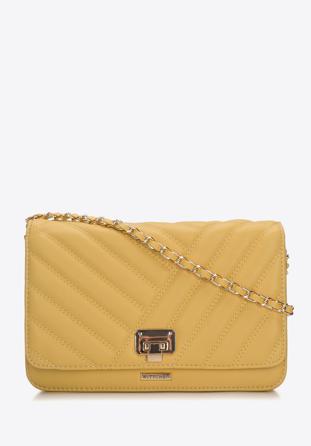 Gesteppte Damentasche aus Ökoleder mit Kette, gelb, 94-4Y-519-Y, Bild 1