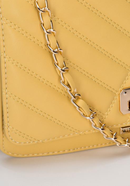 Gesteppte Damentasche aus Ökoleder mit Kette, gelb, 94-4Y-519-Y, Bild 4