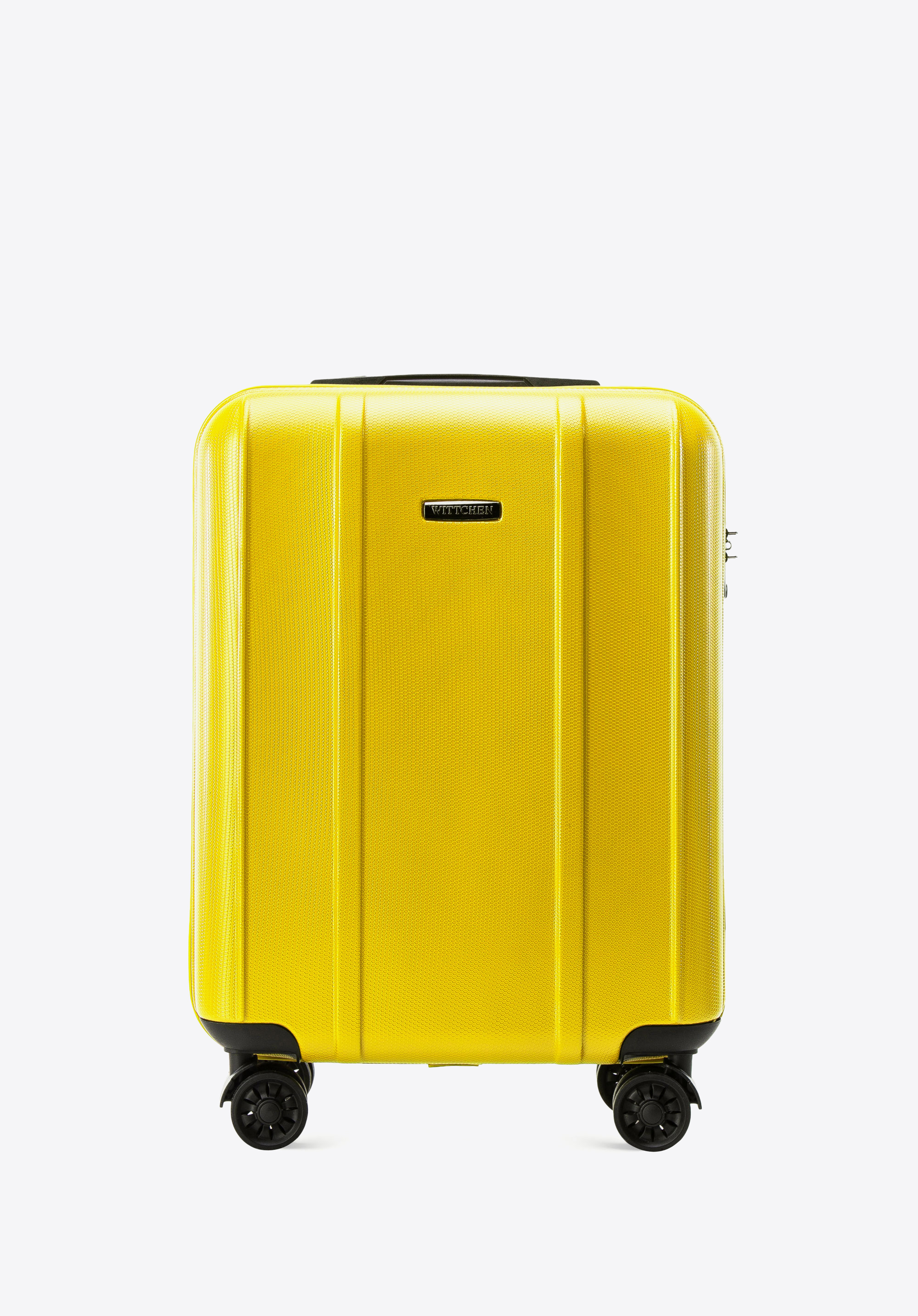 Kabinenkoffer aus Polycarbonat mit vertikaler Prägung, gelb, 56-3P-711-50, Bild 1