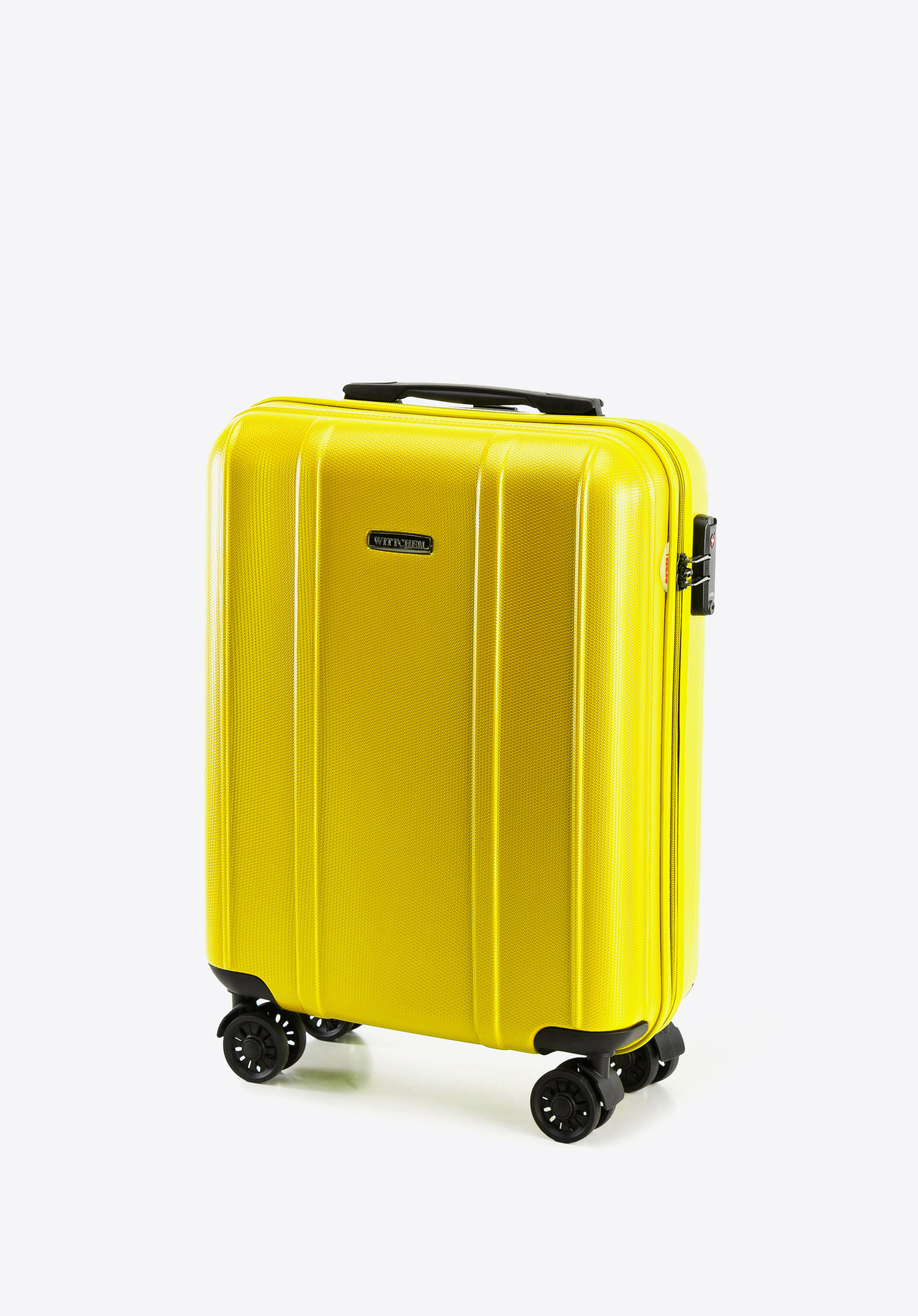 Kabinenkoffer aus Polycarbonat mit vertikaler Prägung, gelb, 56-3P-711-50, Bild 1