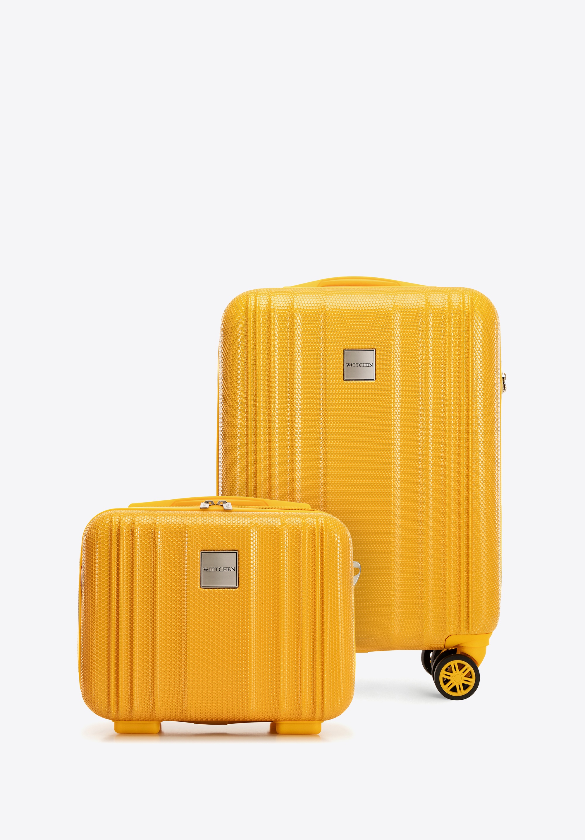 Kabinenkoffer und Kosmetikkoffer aus geprägtem Polycarbonat, gelb, 56-3P-301-50K, Bild 1